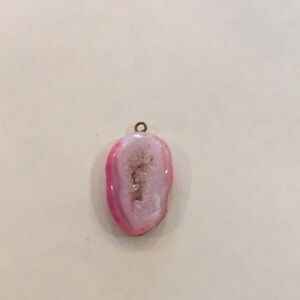 Elegant Pink Agate Pendant with Druzy Cave Pendent